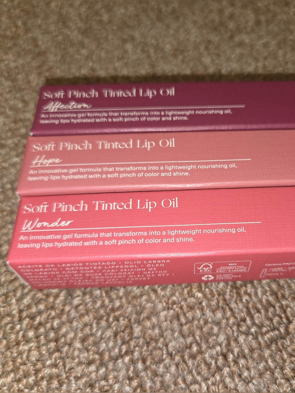 BRAND NEW RARE BEAUTY LIP OILS (SET OF 3! Wonder, Hope & Affection)